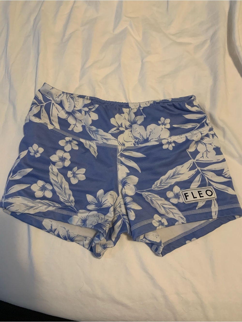 Fleo Blue and White Floral Athletic Shorts
